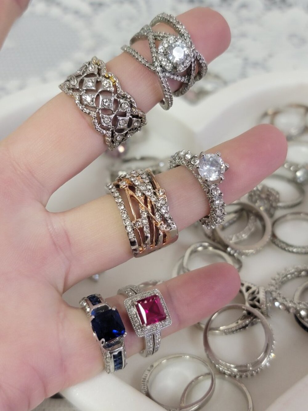 925 Silver Plated Rings - Bundle of 53 - Picture 7 of 13